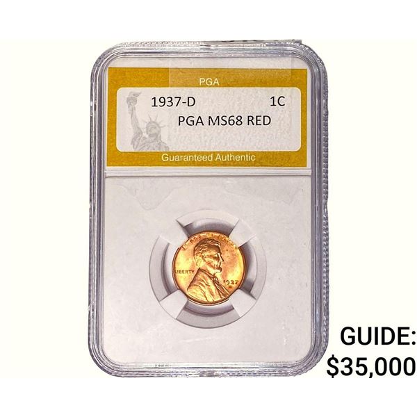 1937-D Wheat Cent PGA MS68 RED