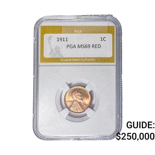 1911 Wheat Cent PGA MS69 RED