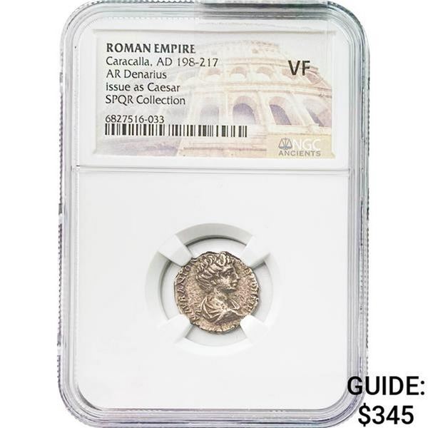 Roman Caracalla, AD 198-217 Silver Denarius NGC