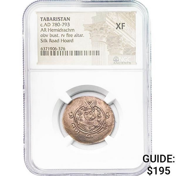 Tabaristan c.AD 780-793 Silver Hemidrachm NGC XF