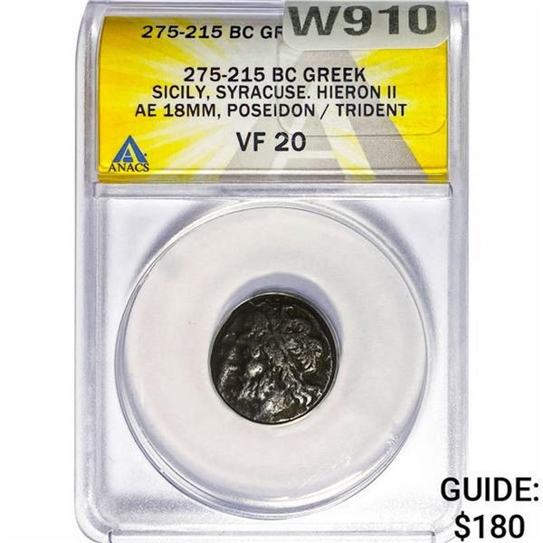 Greek Hieron II 275-215 BC Bronze 18MM ANACS VF20