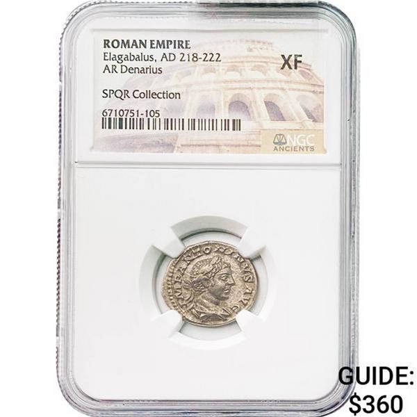 Roman Elagabalus, AD 218-222 Silver Denarius NGC