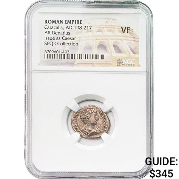Roman Caracalla, AD 198-217 Silver Denarius NGC