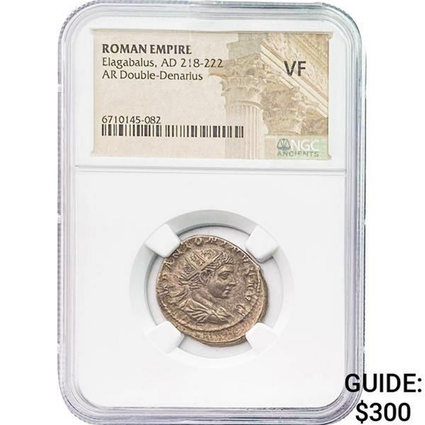 Roman Elagabalus, AD 218-222 Silver Denarius NGC VF