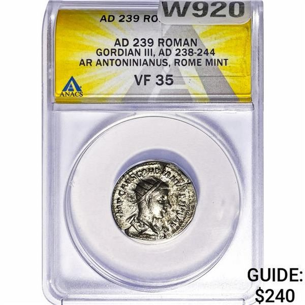 Roman Gordian III, AD 238-244 Silver Antoninianus