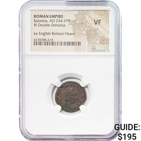 Roman Salonina, AD 254-268 BI Double-Denarius NGC