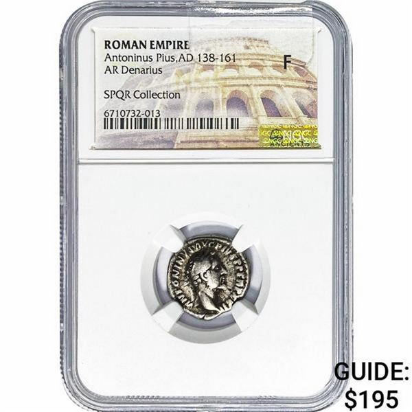 Roman Antoninus Pius, AD 138-161 Silver Denarius NGC