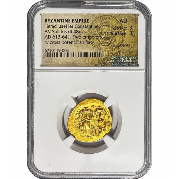 Byzantine Heraclius/Her. Constantine Gold Solidus NGC