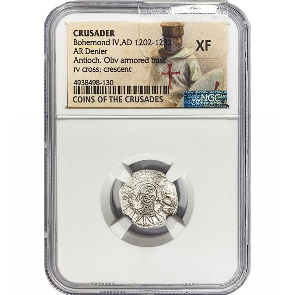 Crusader Bohemond IV, AD 1202-1232 Silver Denier NGC