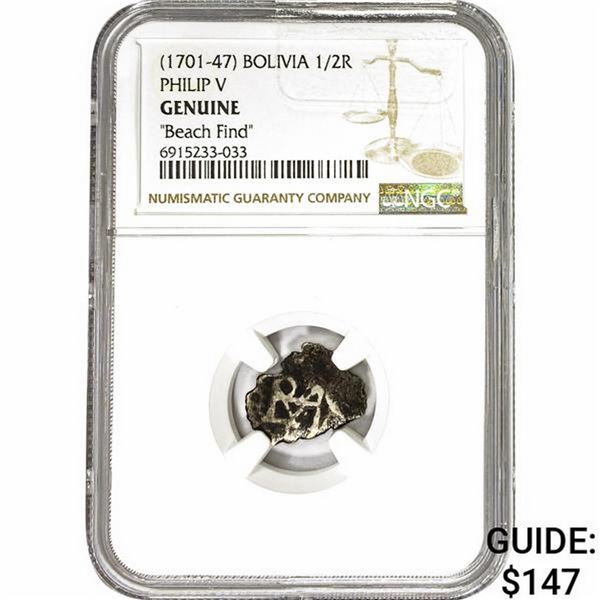 [1701-47] Bolivia 1/2 Real Philip V "Beach Find'