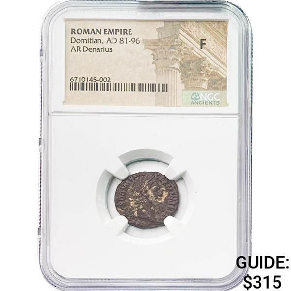 Roman Domitian, AD 81-96 Silver Denarius NGC F