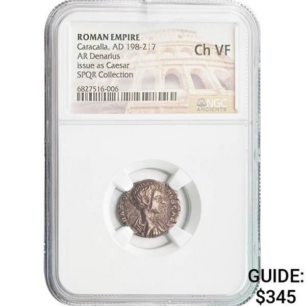 Roman Caracalla, AD 198-217 Silver Denarius NGC