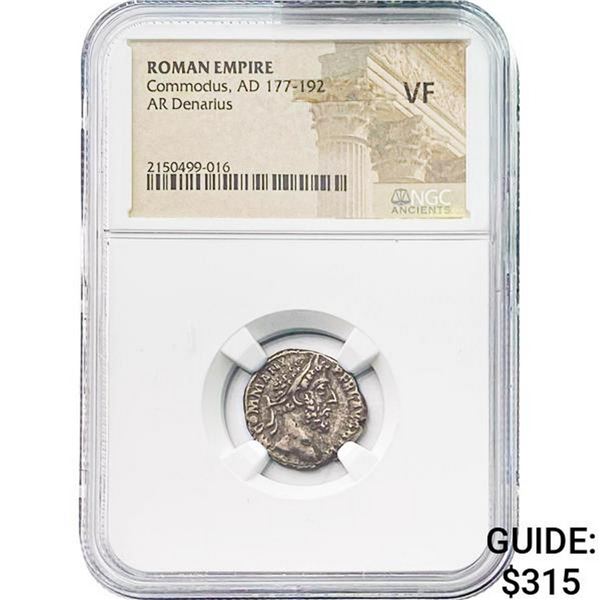 Roman Commodus, AD 177-192 Silver Denarius NGC