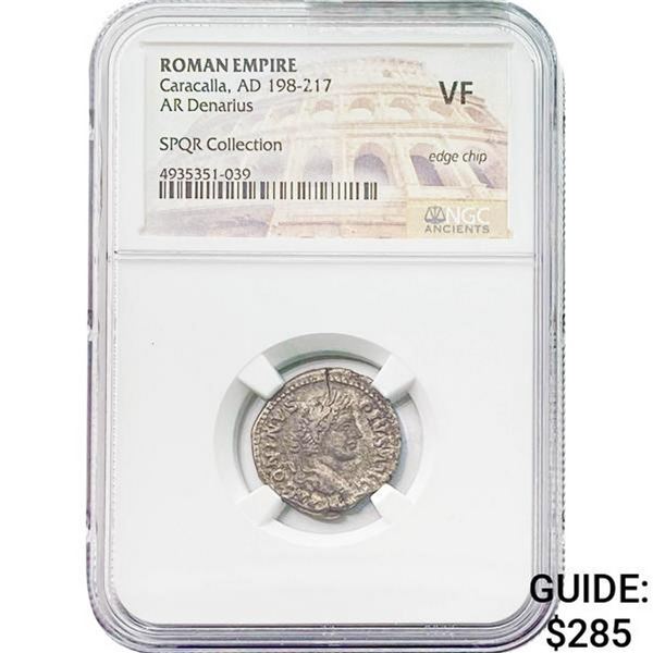 Roman Caracalla, AD 198-217 Silver Denarius NGC