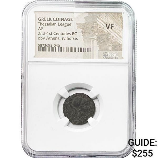 Greek Thessalian League 2nd-1st Century BC Bronze NGC VF