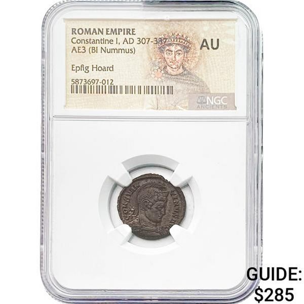 Roman Constantine I, AD 307-337 AE3 BI Nummus NGC AU