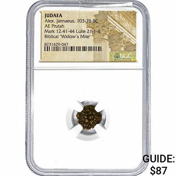 Judaea Alex. Jannaeus 103-76 BC Widow's Mite NGC