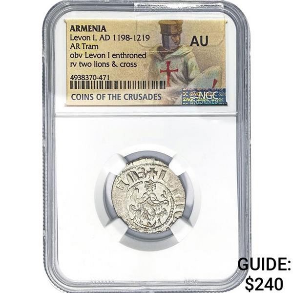 Armenia Levon I, AD 1198-1219 Silver Tram NGC AU
