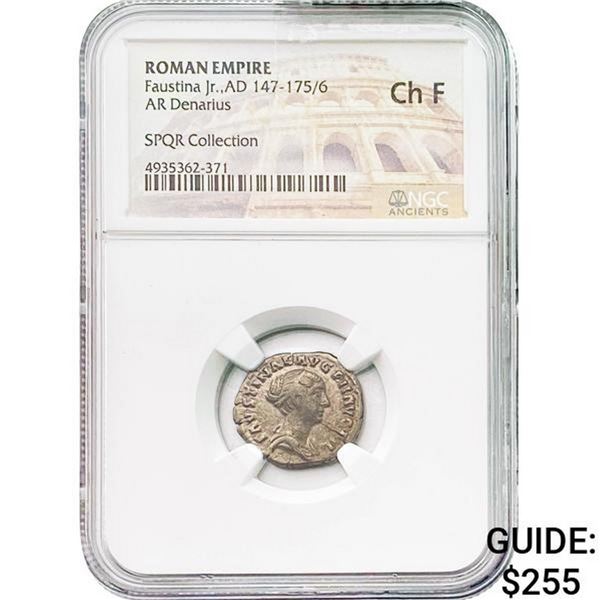 Roman Faustina Jr. AD 147-175/6 Silver Denarius NGC Ch F