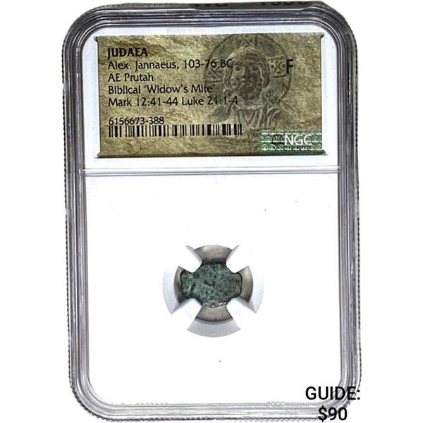Judaea Alex. Jannaeus, 103-76 BC Widow's Mite NGC F