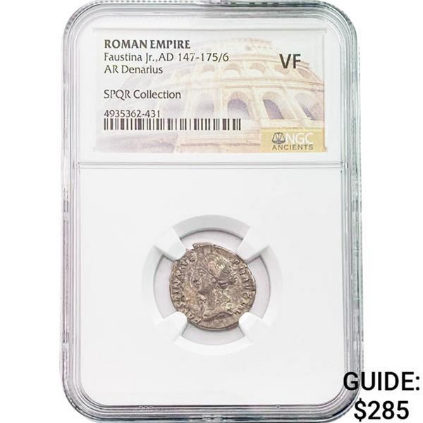 Roman Faustina Jr. AD 147-175/6 Silver Denarius  VF