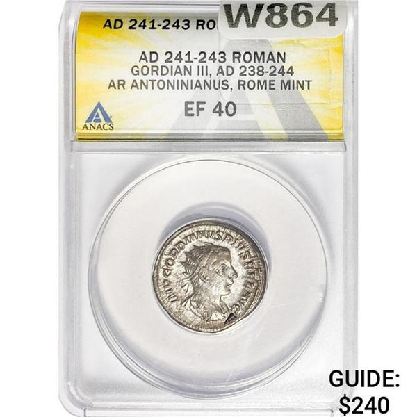 Roman Gordian III, AD 238-244 Silver Antoninianus ANACS