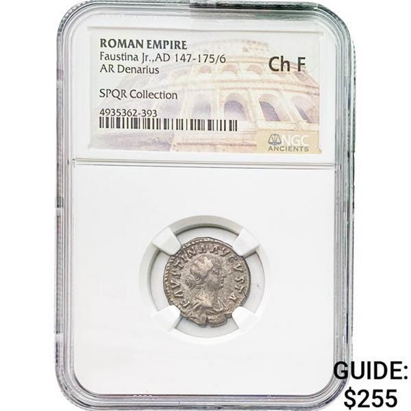 Roman Faustina Jr. AD 147-175/6 Silver Denarius NGC Ch F