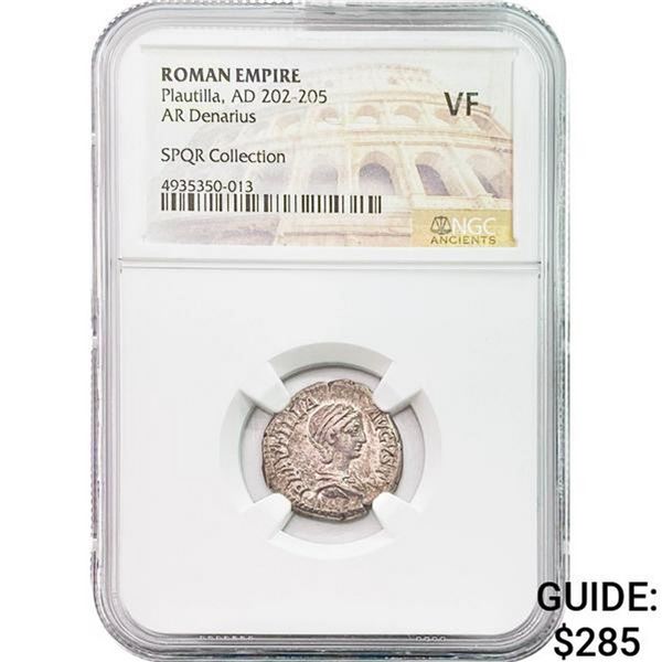Roman Plautilla AD 202-205 Silver Denarius NGC VF