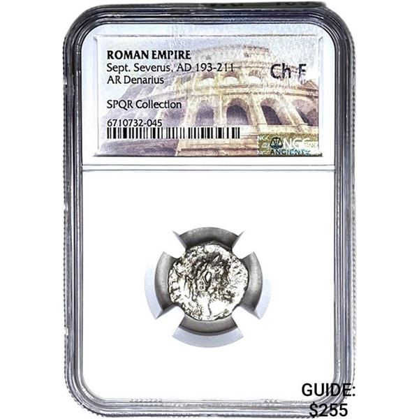 Roman Sept. Severus AD 193-211 Silver Denarius NGC Ch F