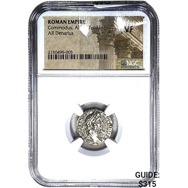 Roman Commodus, AD 177-192 Silver Denarius NGC VF