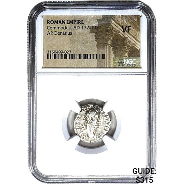 Roman Commodus, AD 177-192 Silver Denarius NGC VF