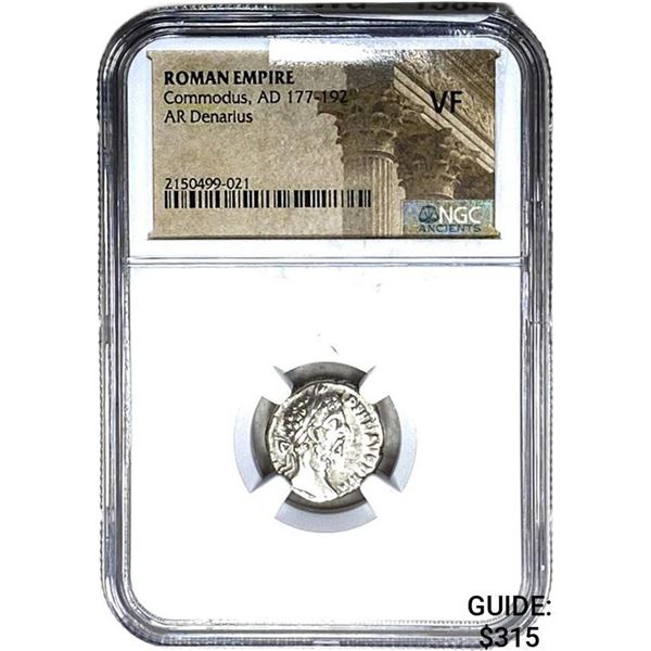 Roman Commodus, AD 177-192 Silver Denarius NGC VF