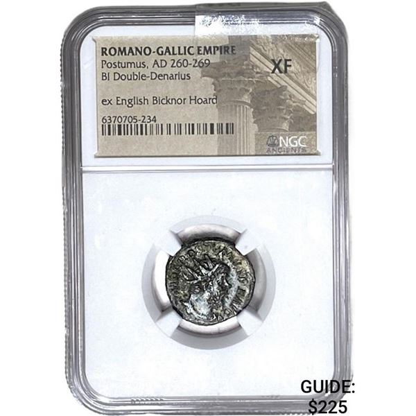 Romano Gallic Postumus AD 260-269 BI DBL Denarius NGC XF