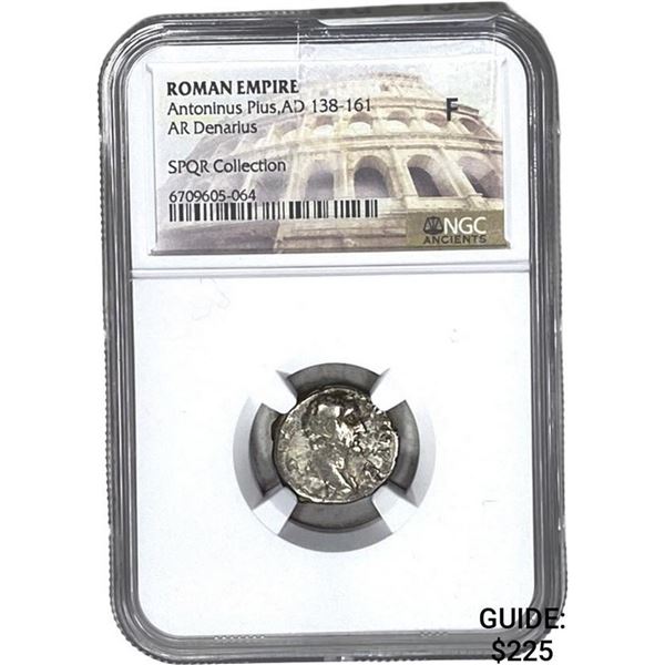 Roman Anton. Plus, AD 138-161 Silver Denarius NGC F
