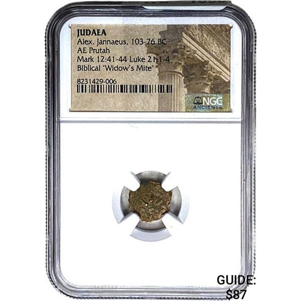Judaea Alex. Jannaeus, 103-76 BC Widow's Mite NGC