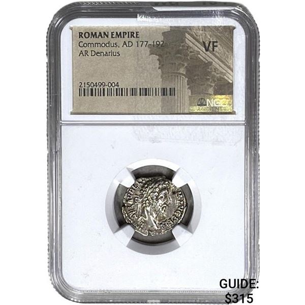 Roman Commodus, AD 177-192 Silver Denarius NGC VF