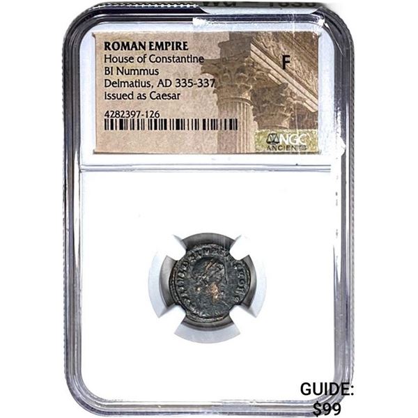 Roman Delmatius, AD 335-337 BI Nummus NGC F