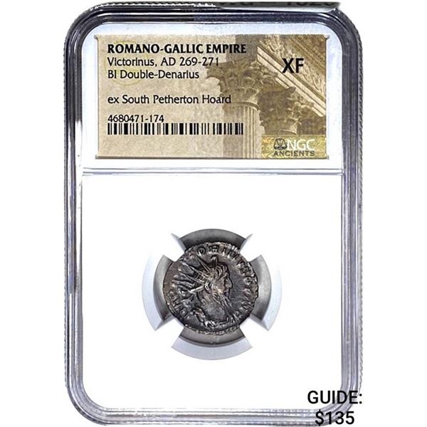 Romano Galic Victorinus, AD 269-271 BI DBL Denarius NGC XF