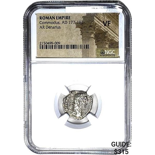 Roman Commodus, AD 177-192 Silver Denarius NGC VF