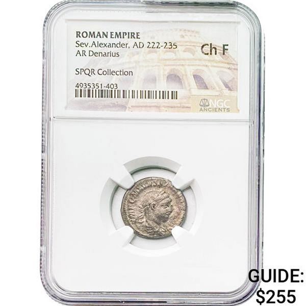 Roman Sev. Alexander, AD 222-235 Silver Denarius NGC Ch F