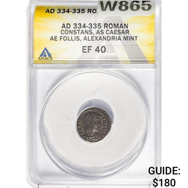 Roman Constans, AD 334-335 Bronze Follis  EF40