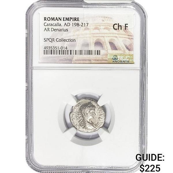 Roman Caracalla, AD 198-217 Silver Denarius NGC