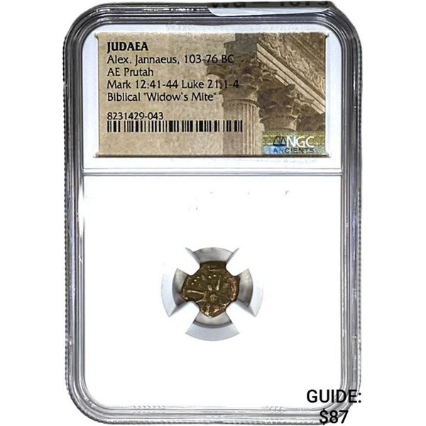 Judaea Alex. Jannaeus, 103-76 BC Widow's Mite NGC