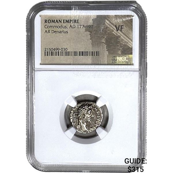 Roman Commodus, AD 177-192 Silver Denarius NGC VF