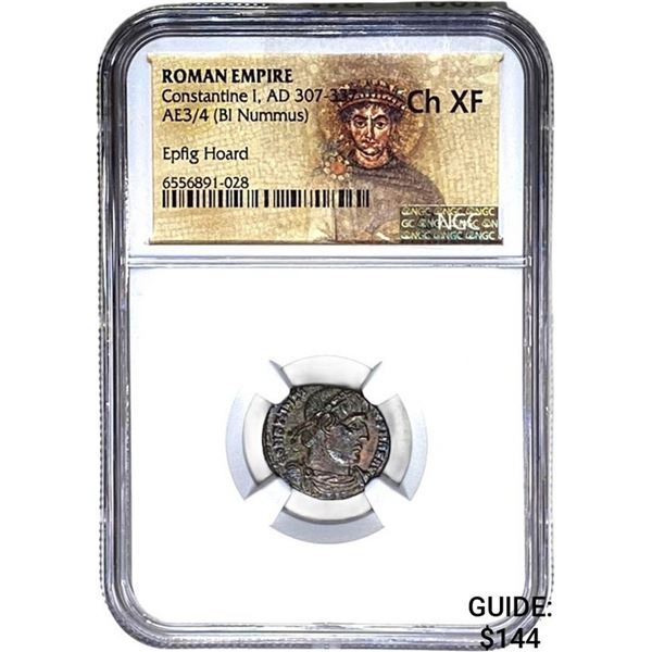 Roman Constantine I, AD 307-337 AE3/4 BI Nummus  Ch XF