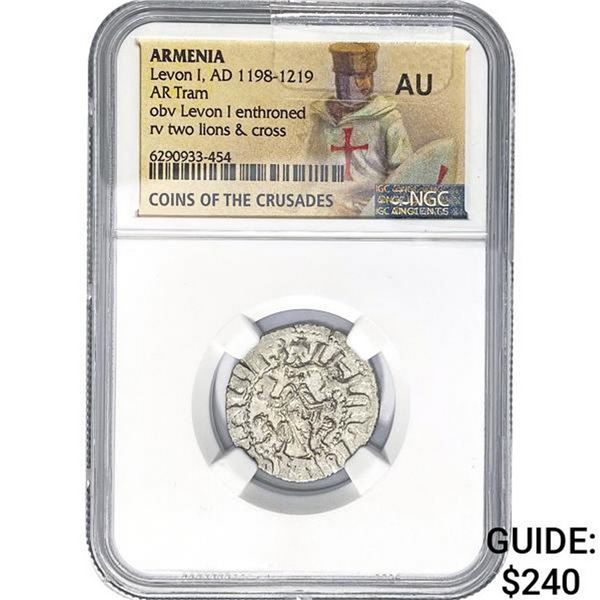 Armenia Levon I, AD 1198-1219 Silver Tram NGC AU