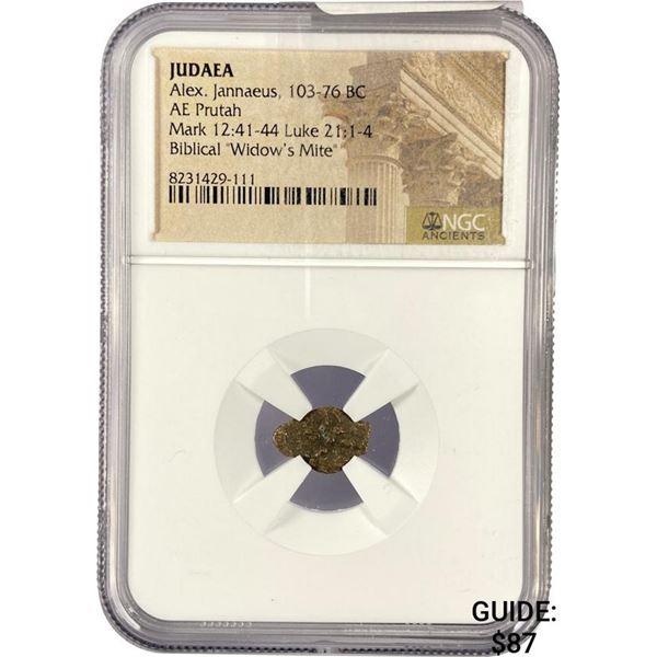 Judaea Alex. Jannaeus, 103-76 BC Widow's Mite NGC