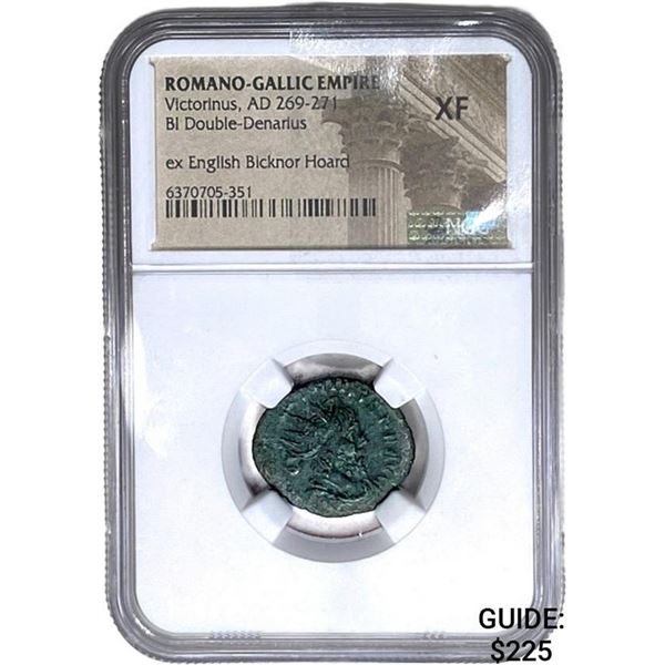 Romano Gallic Victorinus, AD 269-271 BI DBL Denarius NGC XF