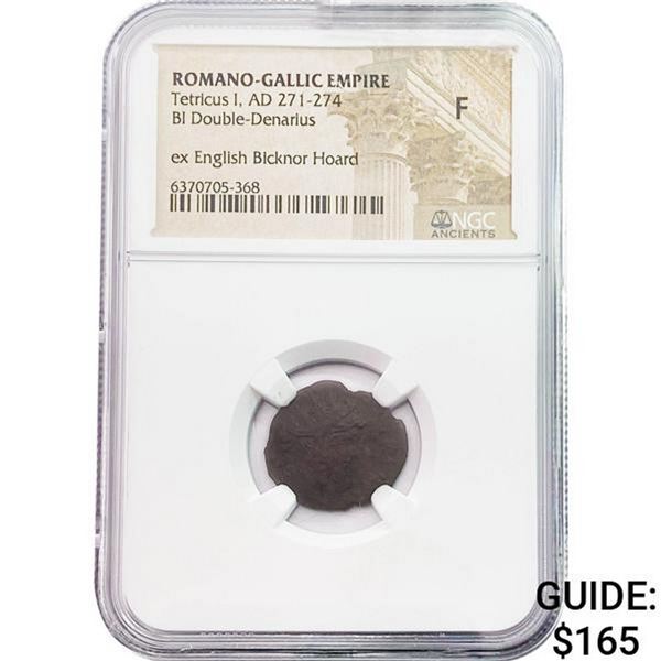 Romano-Gallic Tetricus I, AD 271-274 BI Dbl-Denarius NGC F