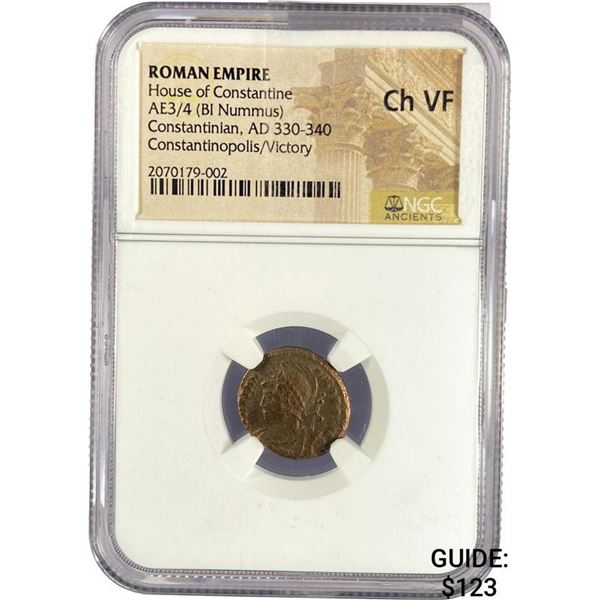 Roman Constantinian, AD 330-340 AE3/4 BI Nummus  Ch VF